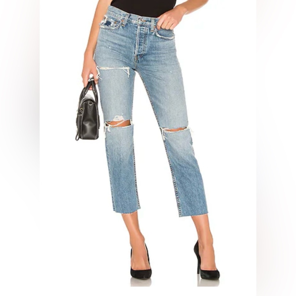 Re/Done Originals Stove Pipe Jean in "The Rip" Blue, Size 27